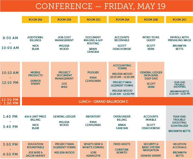 Friday Conference Schedule