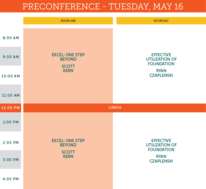 Tuesday pre-conference Schedule