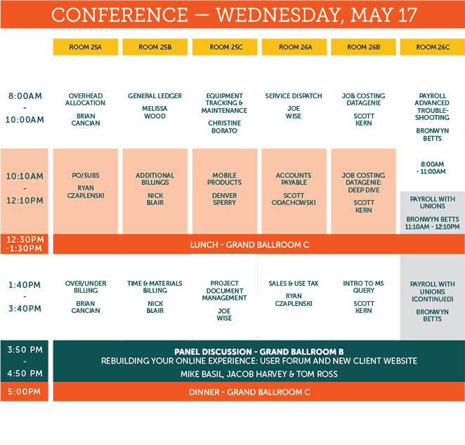 Wednesday Conference Schedule